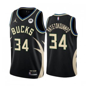 Milwaukee Bucks Giannis Antetokounmpo 34 Jordan 2022-23 Statement Edition Musta Pelipaidat Swingman - Miesten